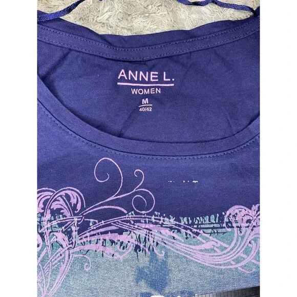 Cruise Ship Shirt‎ Women’s Medium Short Sleeve Top T-Shirt Blue 40 42 High Low - Picture 6 of 6